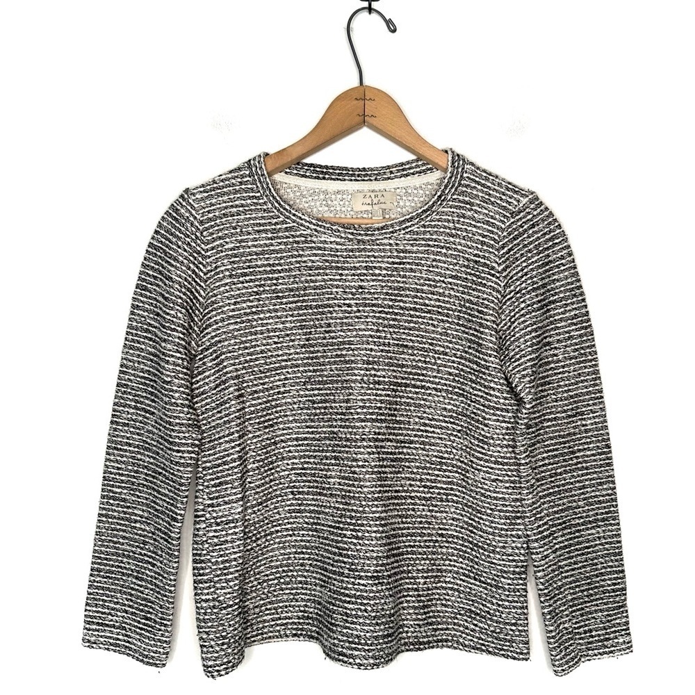 Zara | Metallic Tweed Textured Long Sleeve Sweater Size Small
